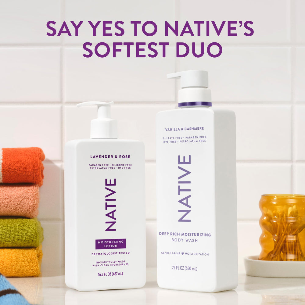 Native Body Lotion garden bouquet-notes suggest sensory fragrance during self-care.