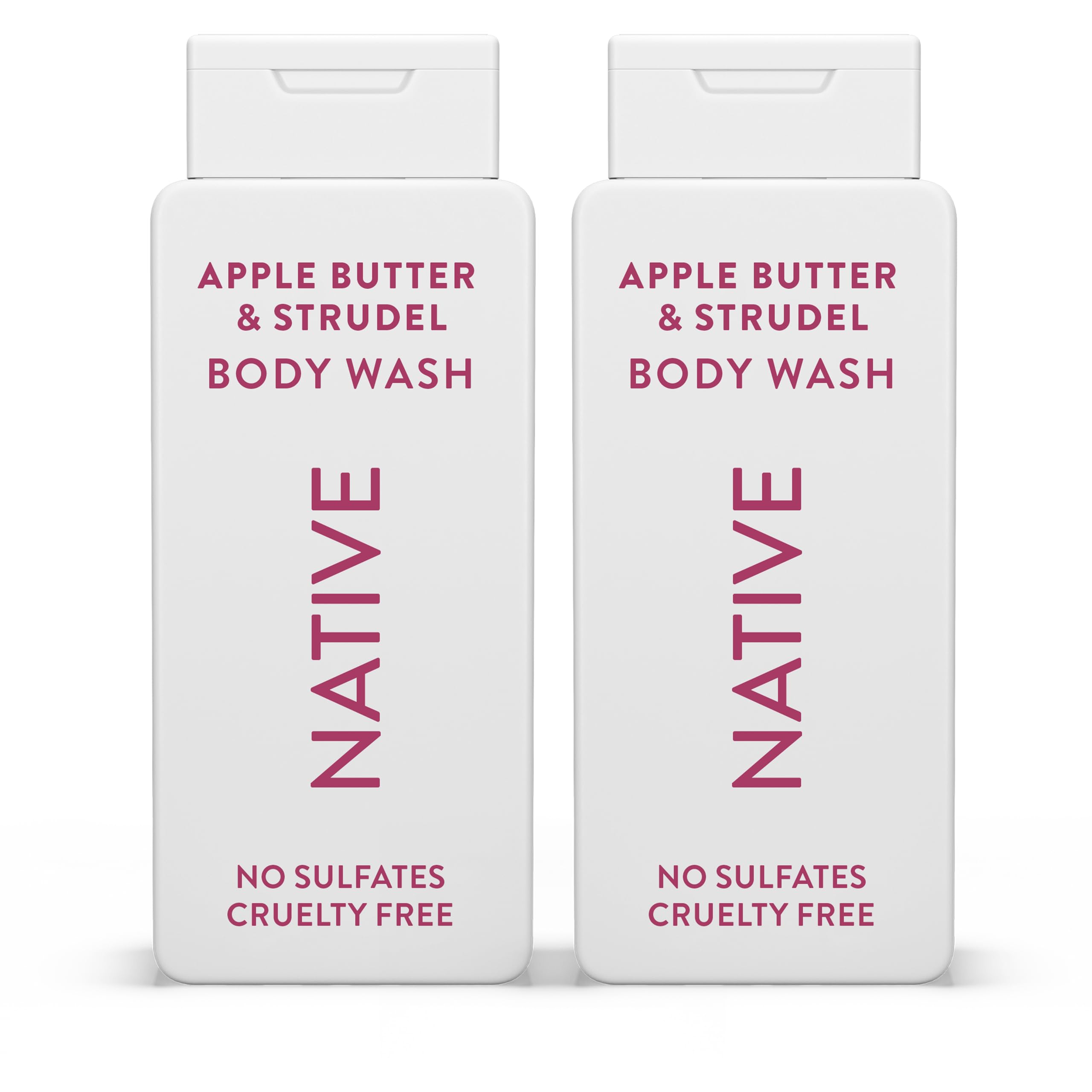Native Body Wash bottle pour shows apple butter and strudel notes for a comforting cleanse.