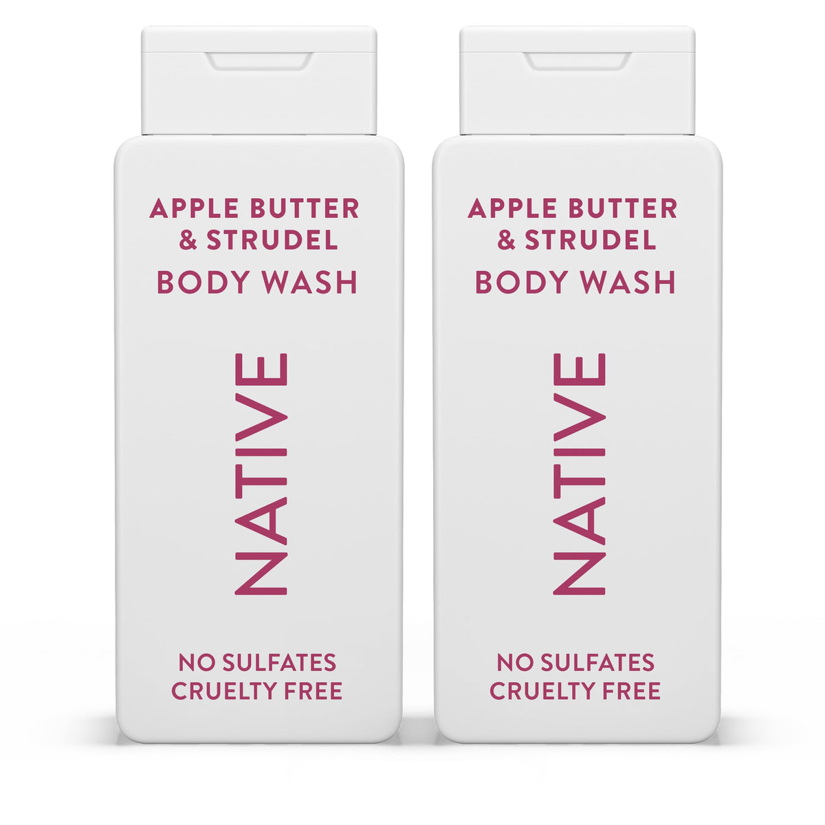 Native Body Wash bottle pour shows apple butter and strudel notes for a comforting cleanse.