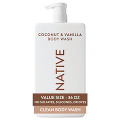 Native Body Wash bottle with coconut-vanilla scent for a gentle cleanse