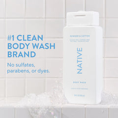 Native Body Wash creamy lather ready to rinse clean without residue