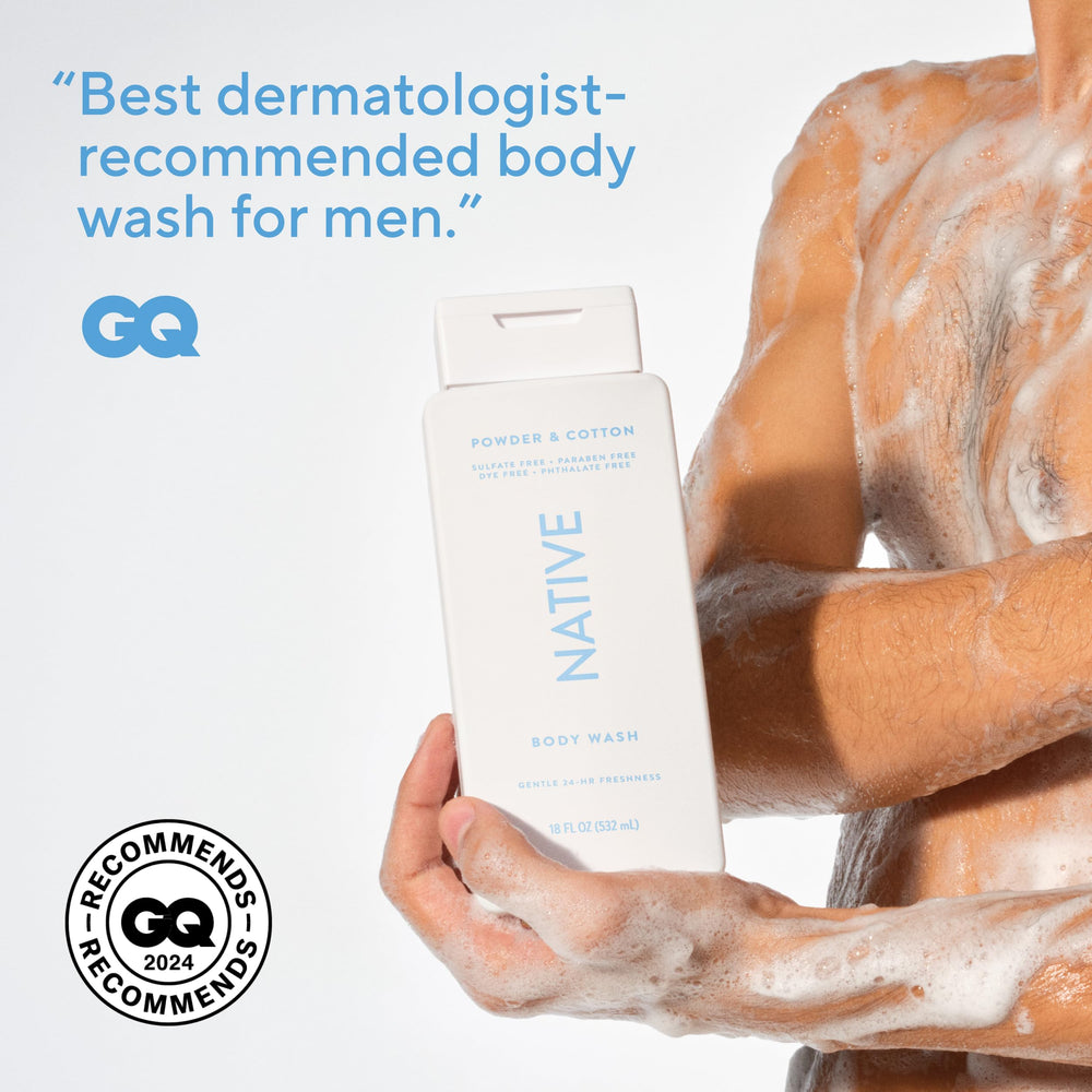 Native Body Wash rinses clean with no residue, leaving skin soft