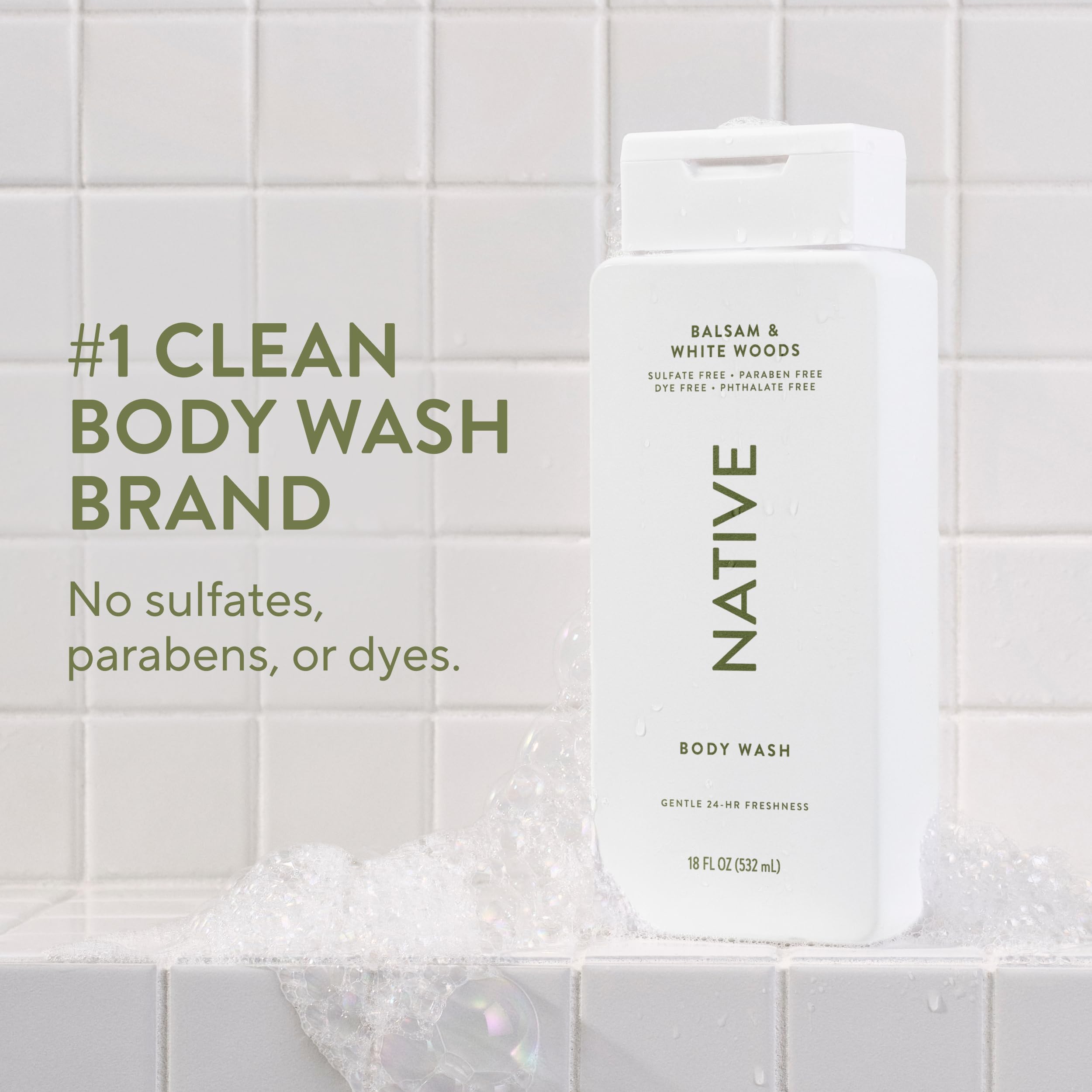 Close-up of Native Body Wash lather with a creamy texture for everyday use.
