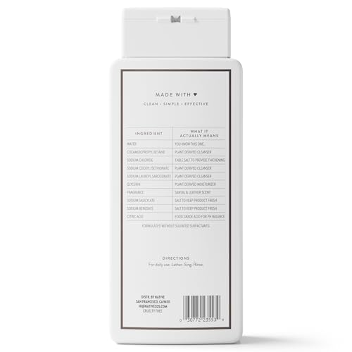 Native Body Wash Santal Leather 18 oz bottle on shelf for daily use.