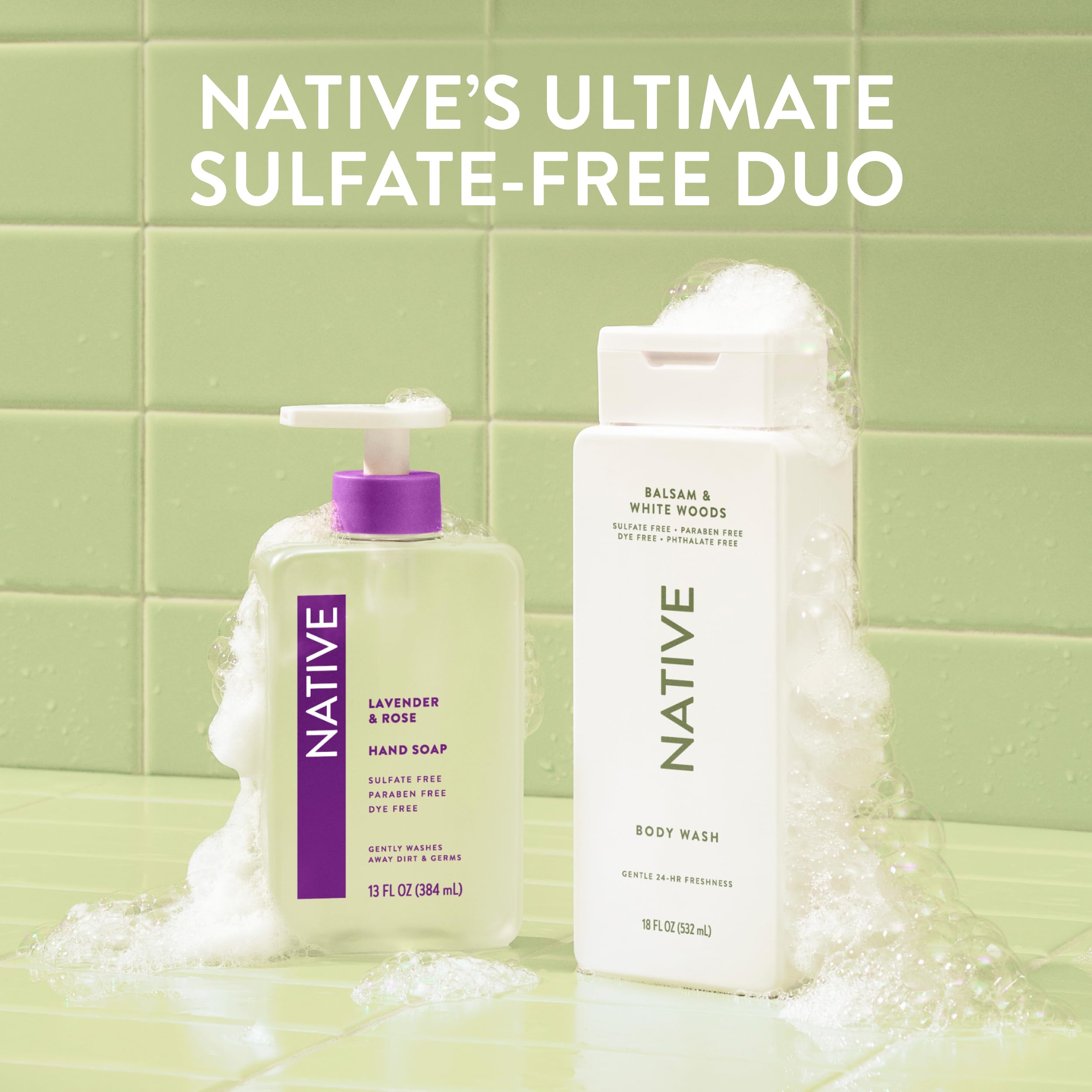 Native Body Wash suitable for all skin types with a gentle plant-based cleanse.