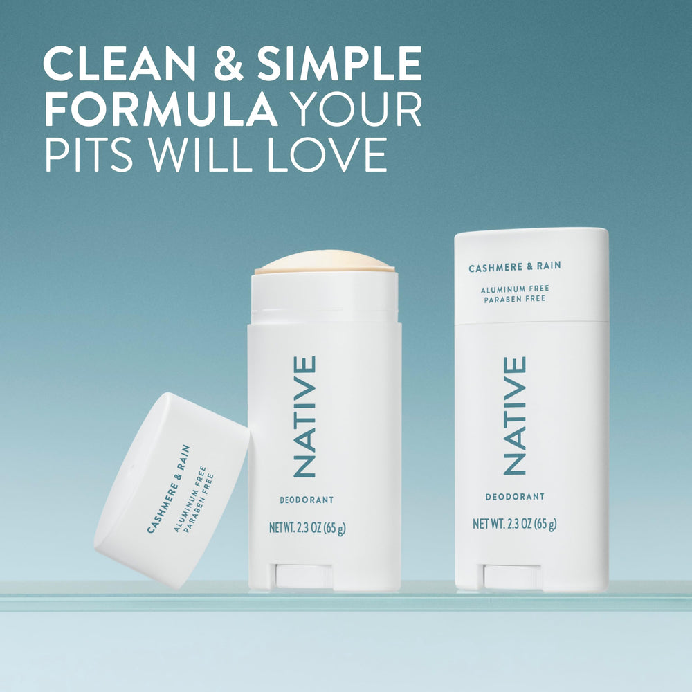 Applying Native Cashmere & Rain deodorant stick for a smooth, dry feel