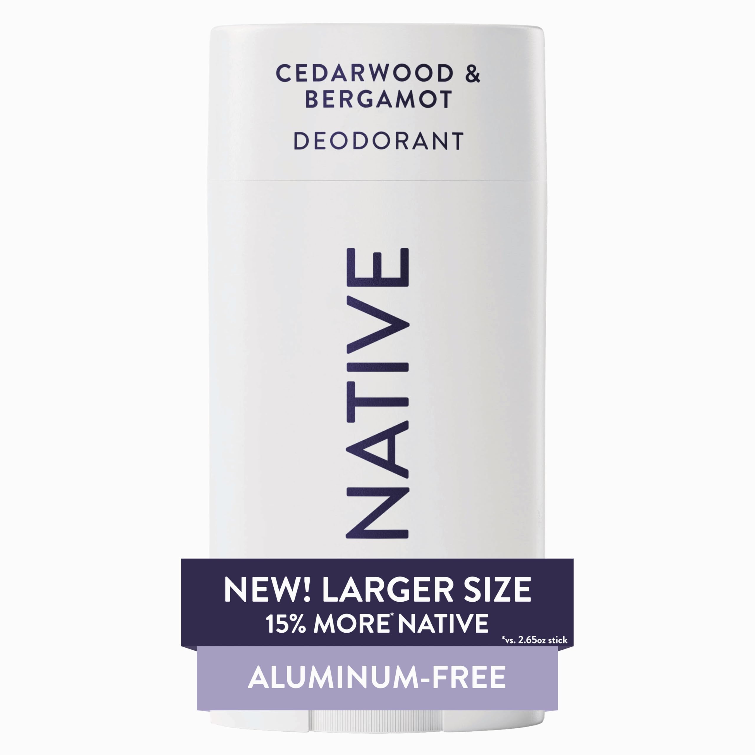 Native Cedarwood Bergamot deodorant stick for all-day freshness with aluminum-free protection.