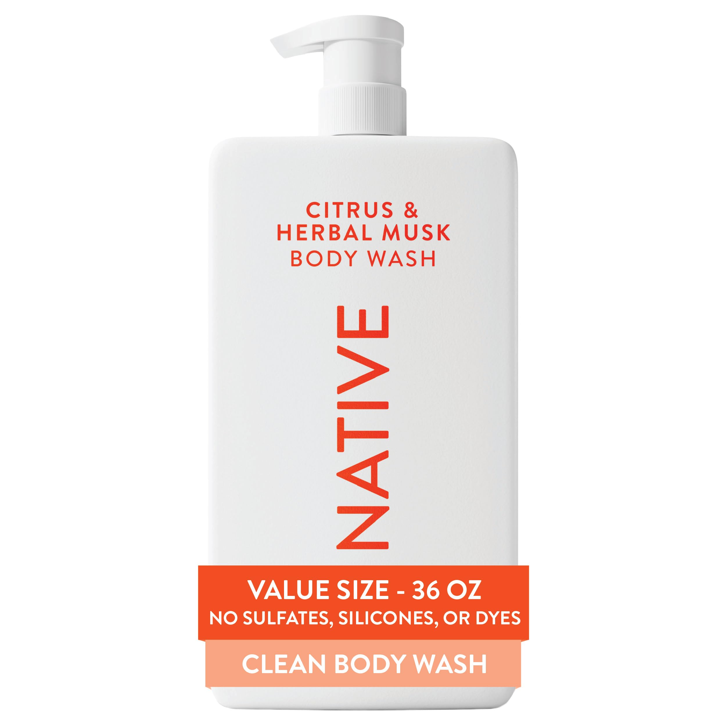 Native Charcoal bottle with pump for easy, sulfate-free cleansing.