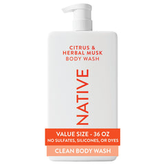 Native Charcoal bottle with pump for easy, sulfate-free cleansing.