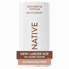 Native coconut-vanilla deodorant stick in large size for long-lasting freshness