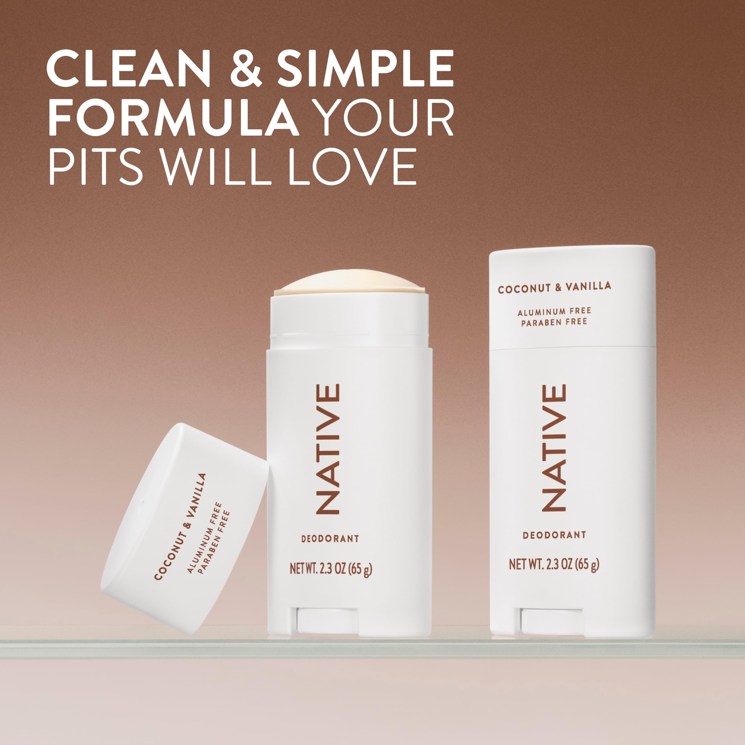 Native Coconut & Vanilla twin pack tubes show convenient sticks for quick odor control.