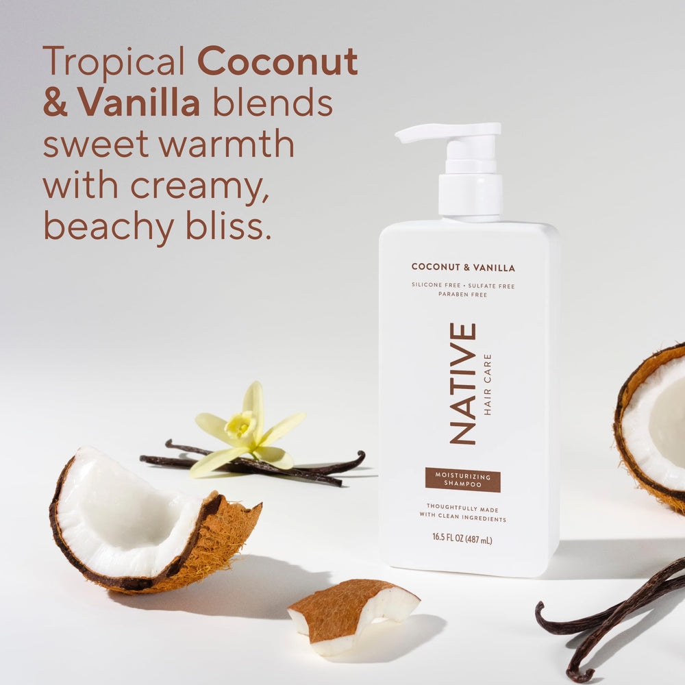 Color-treated hair friendly Native formula in shower setting.