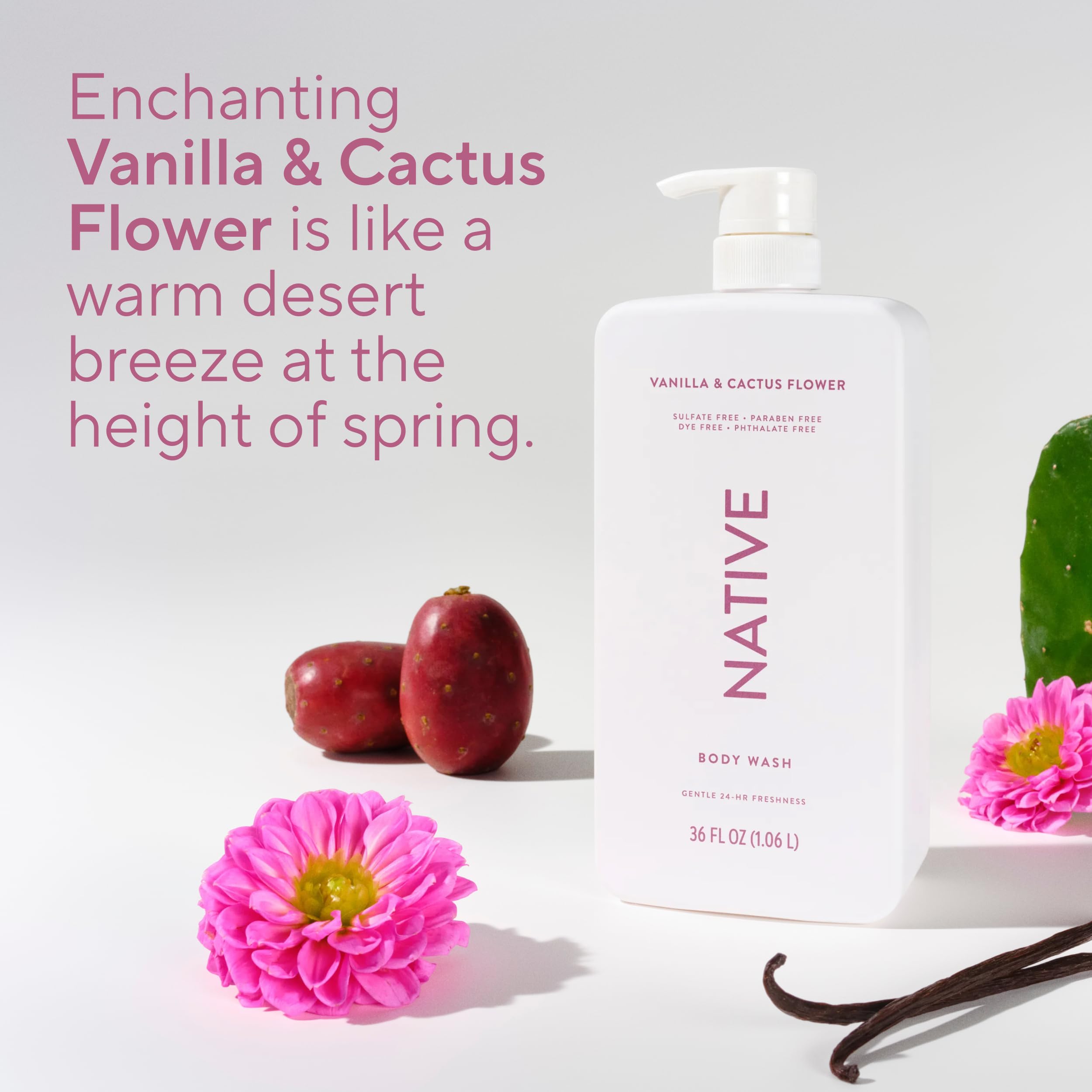 Cruelty-free vegan badge beside Native Body Wash