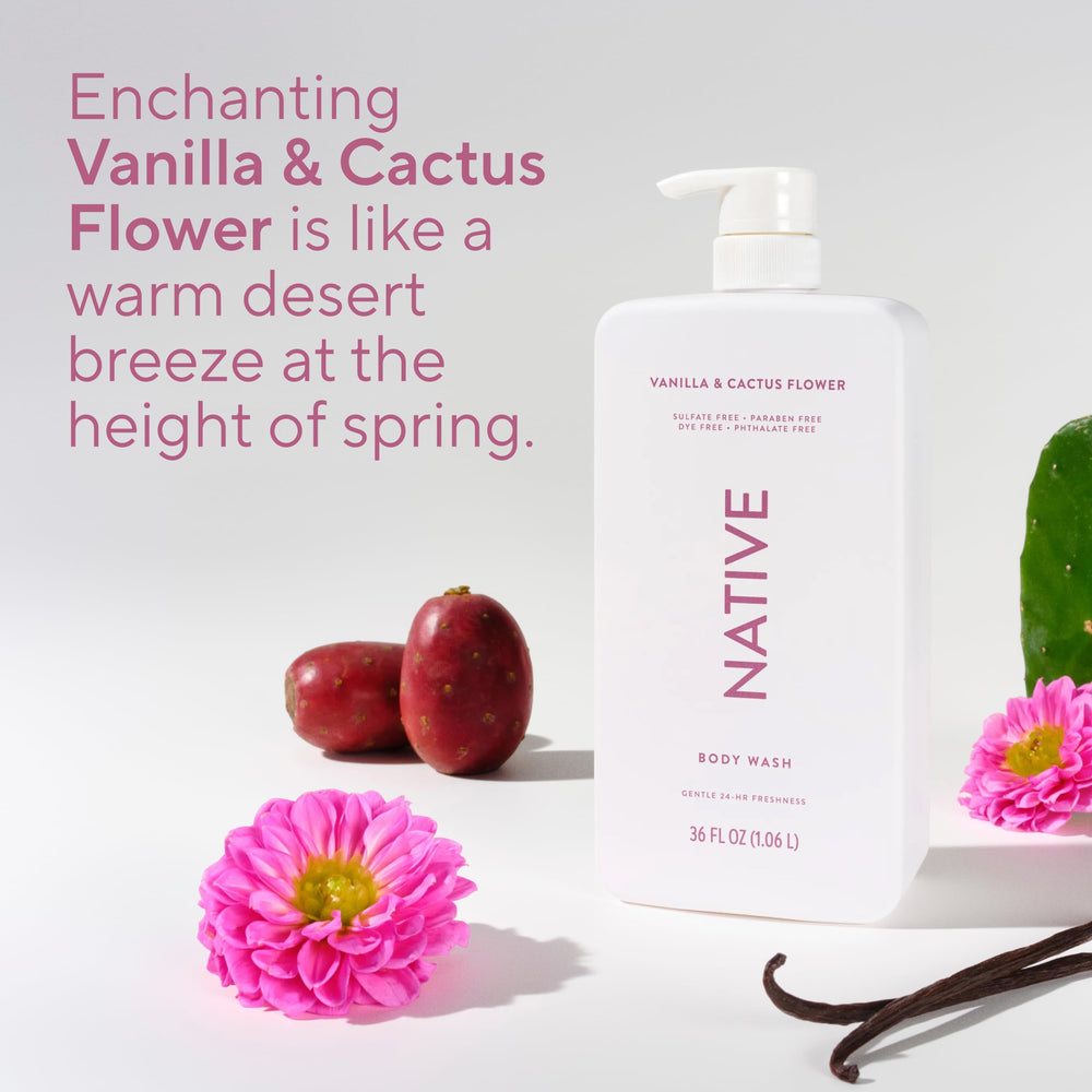 Cruelty-free vegan badge beside Native Body Wash