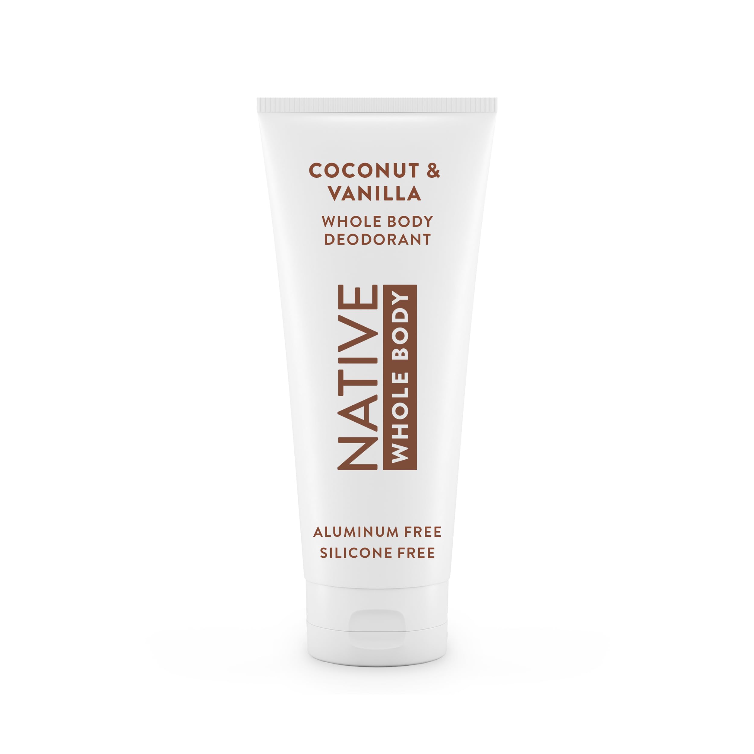 Native Whole Body Deodorant Cream jar showcasing coconut vanilla formula for daily freshness.