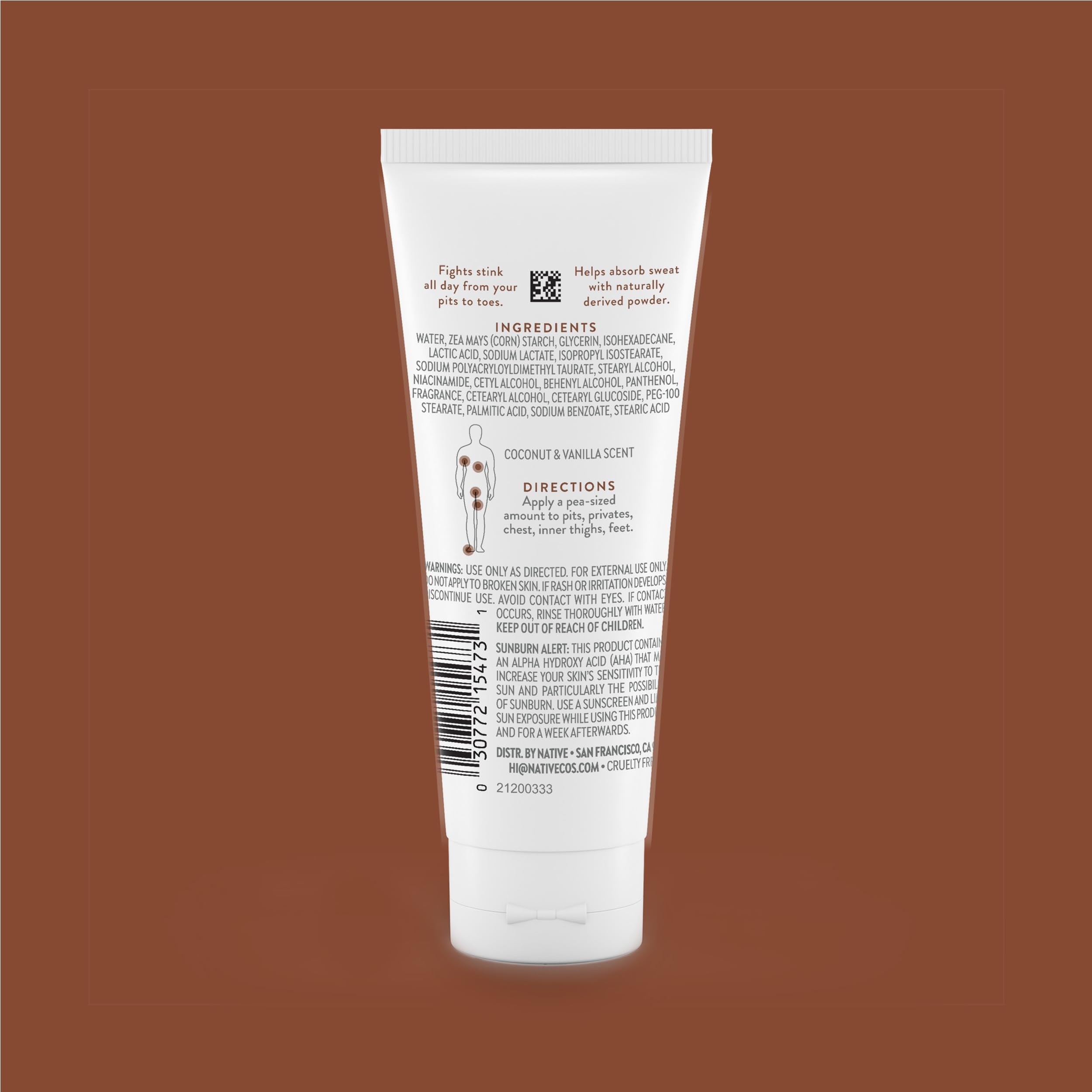 Native deodorant cream packaging highlights aluminum-free formula and clean ingredients.