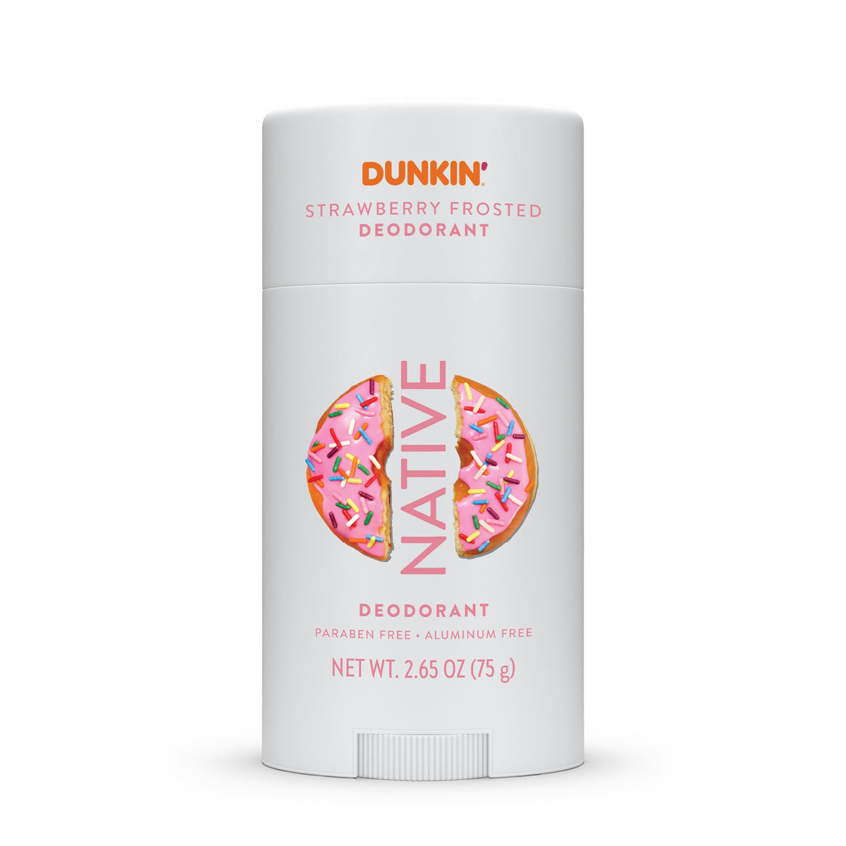 Native Deodorant Strawberry Frosted bottle highlighting the limited edition scent and aluminum-free formula.