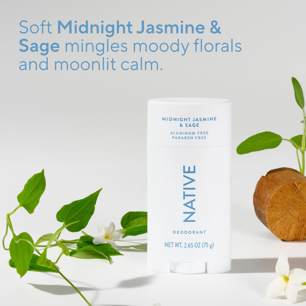 Application-ready Native Midnight Jasmine & Sage stick with clear-drying formula.