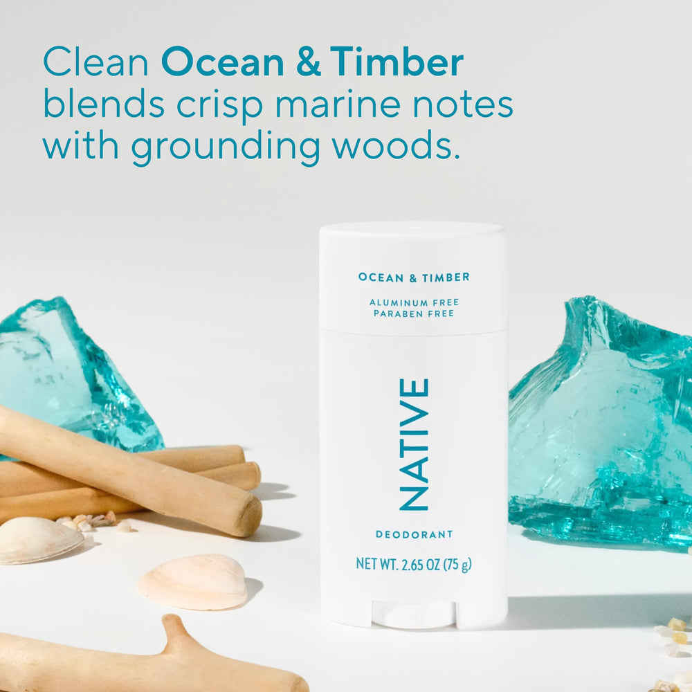 Native Ocean & Timber solid-stick with easy, non-greasy glide