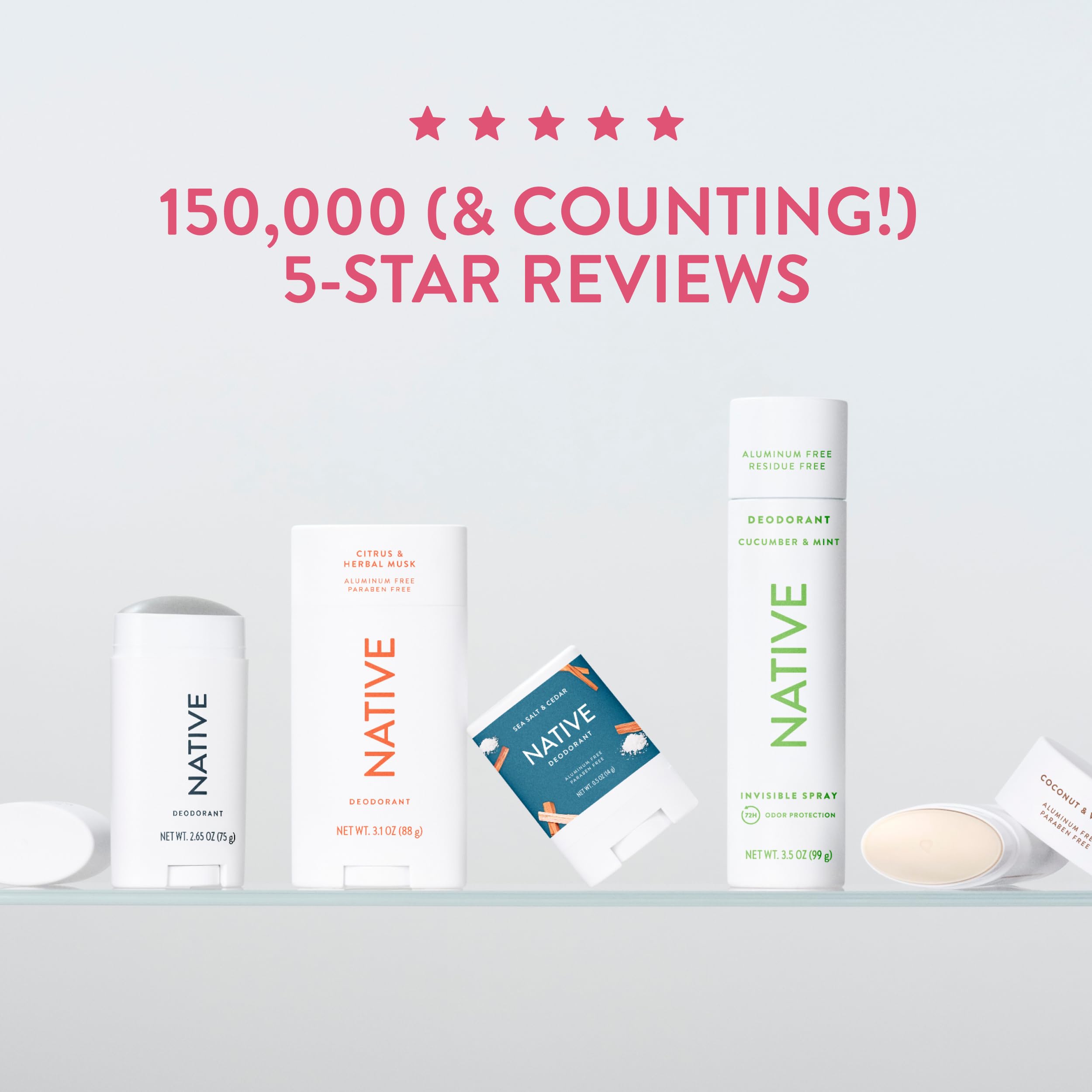 Native deodorant packaging-cruelty-free communicates ethical choice.
