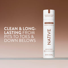 Native deodorant spray coconut vanilla mist for quick fresh application on skin