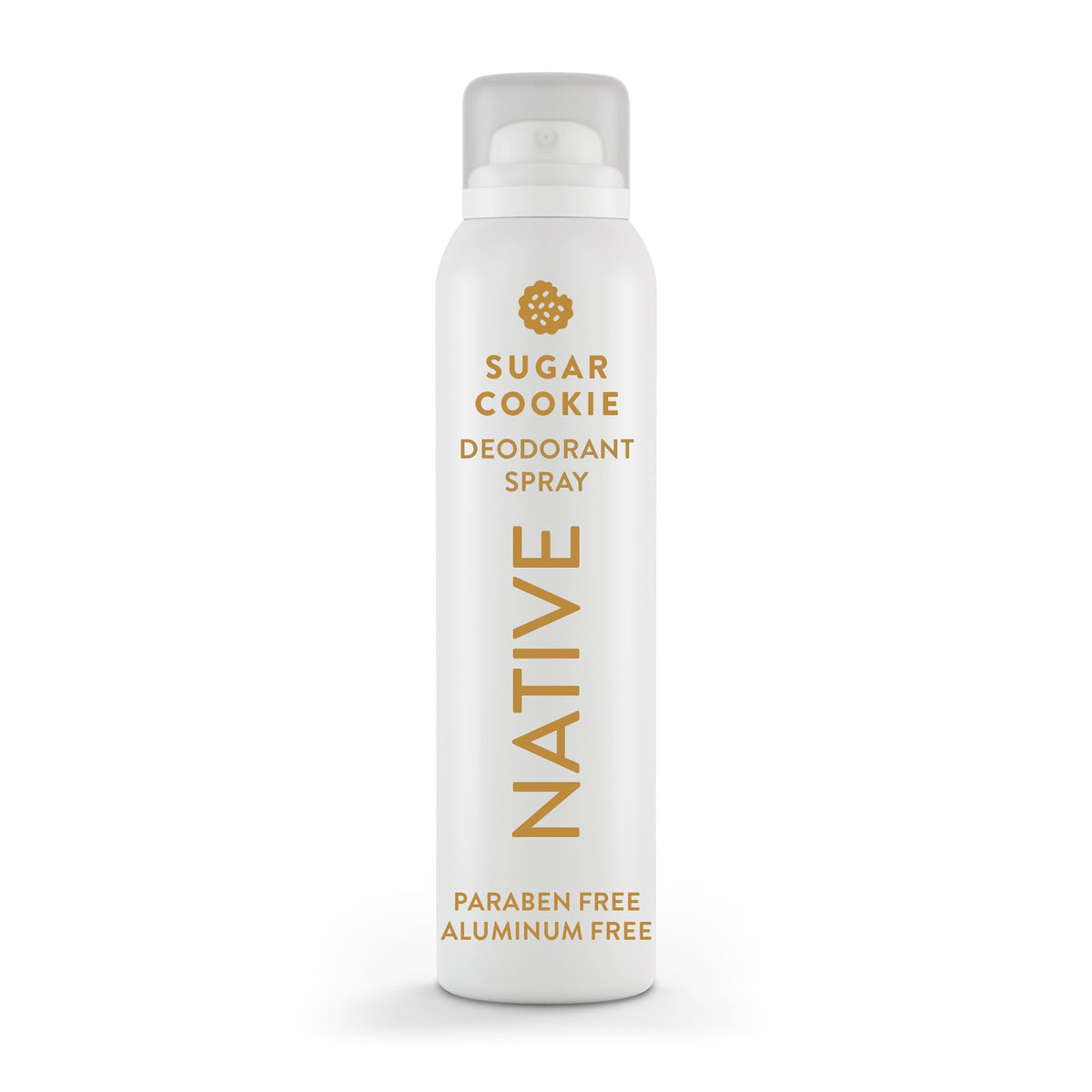 Native deodorant spray holiday edition sugar cookie bottle, aluminum-free freshness for everyday wear.