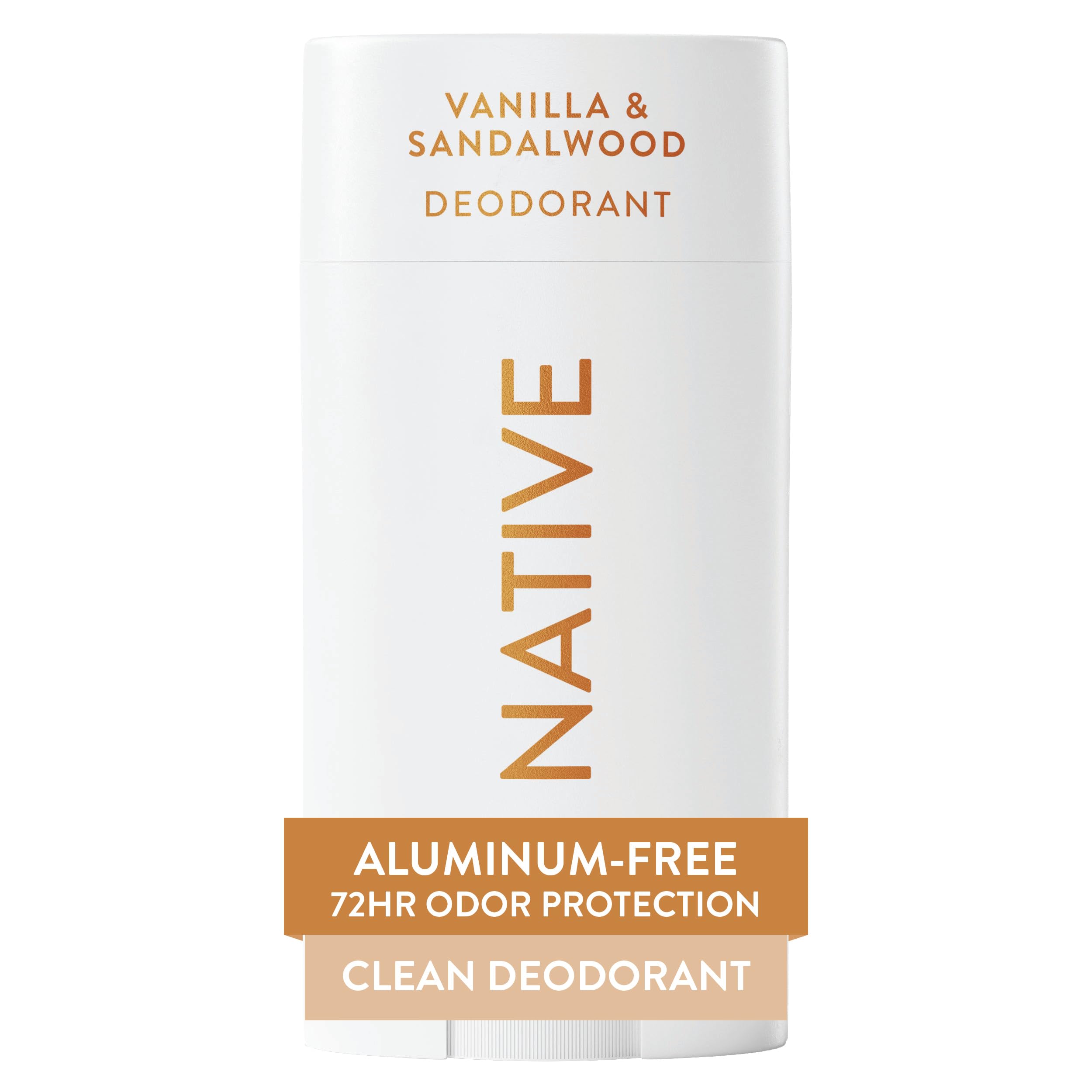 Native Deodorant Vanilla & Sandalwood stick ready for on-the-go odor protection.