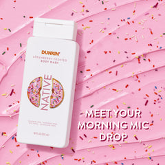 Native Dunkin Strawberry Frosted closeup of rich lather for moisturized skin.