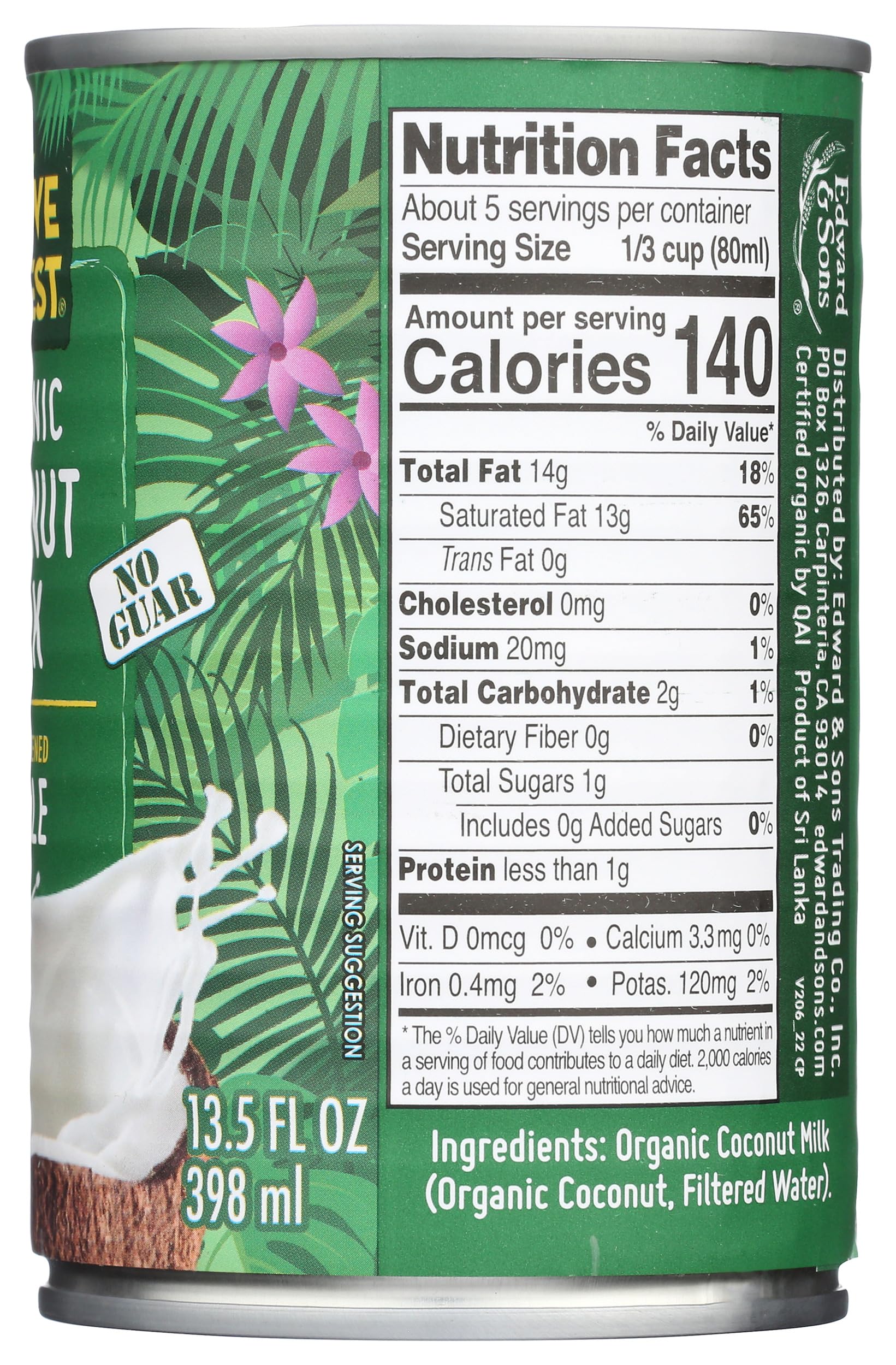 Native Forest coconut milk label close-up, highlighting organic and unsweetened quality.
