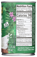 Native Forest coconut milk label close-up, highlighting organic and unsweetened quality.