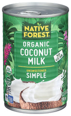 Native Forest coconut milk can on a shelf, ideal dairy-free ingredient for curries.