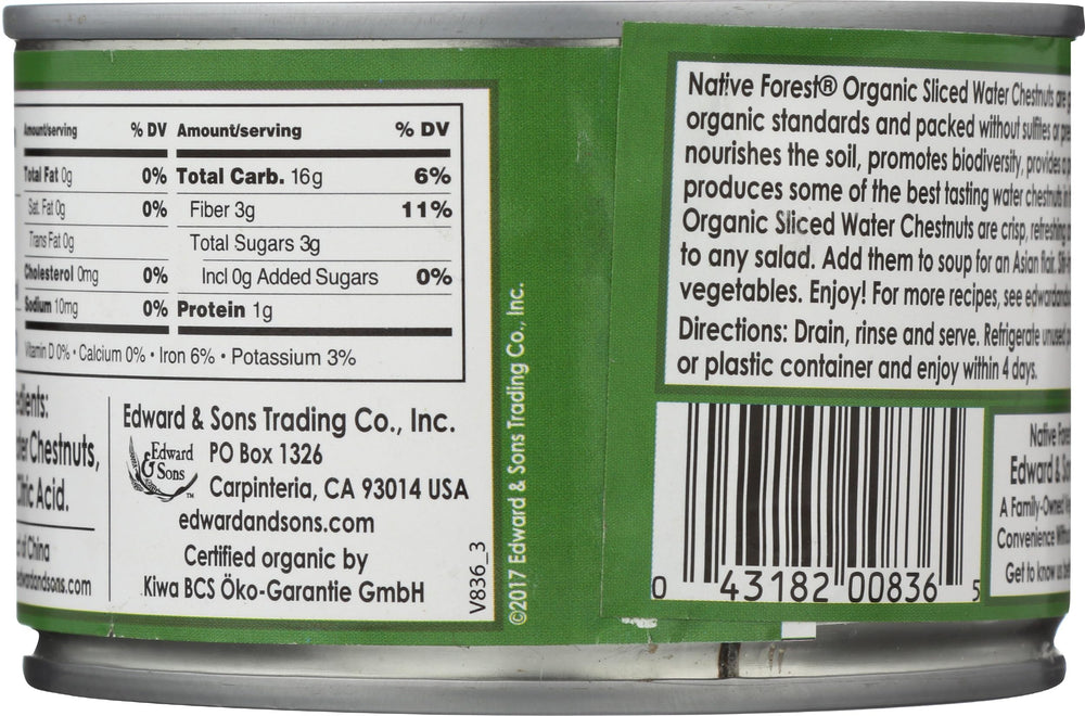 Native Forest organic water chestnuts slices on salad for light, refreshing crunch.