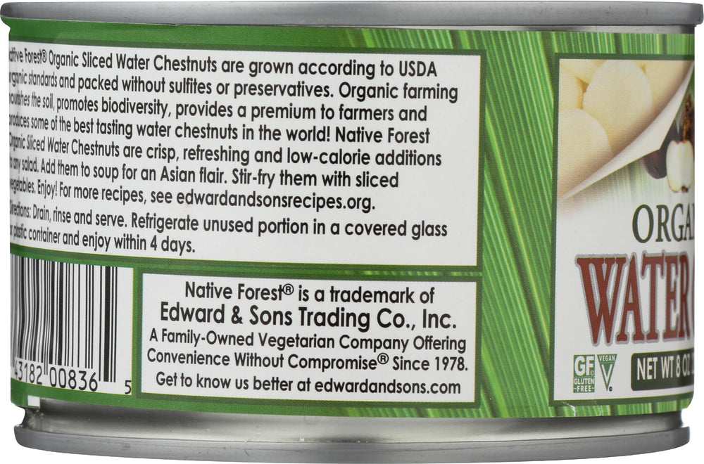 Native Forest sustainably farmed water chestnuts emphasize responsible sourcing.