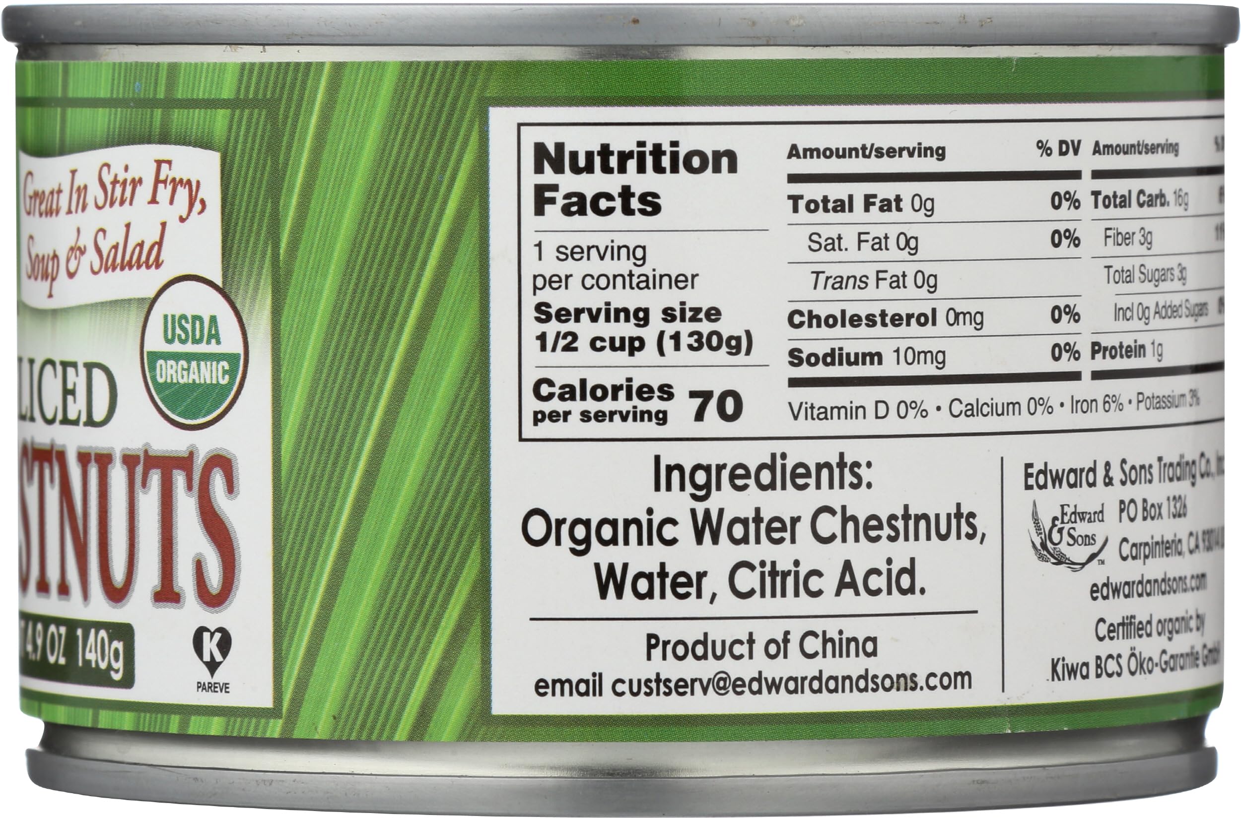 Native Forest water chestnuts slices add low-calorie texture to bowls.