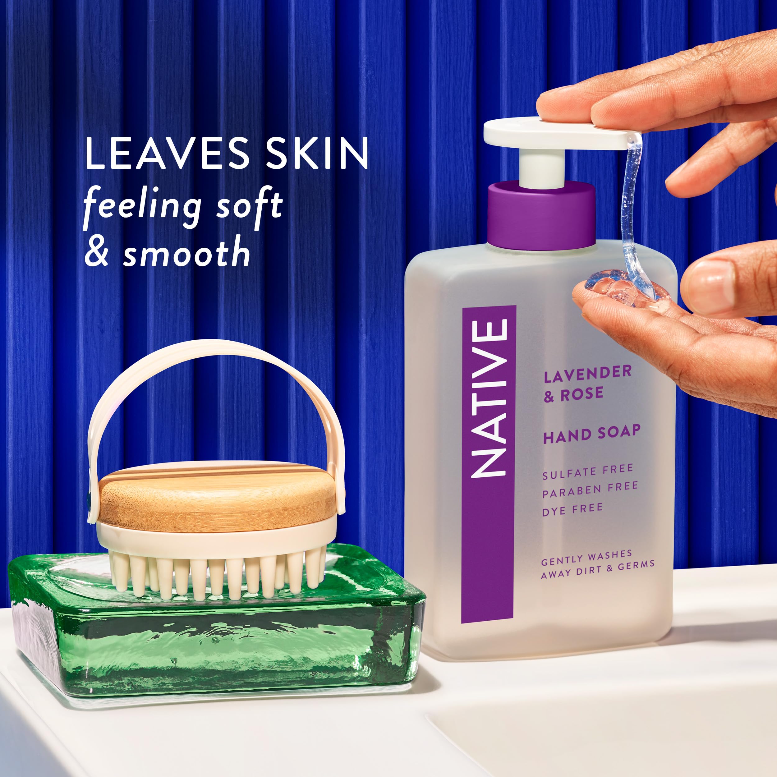 Native hand soap suitable for family use in kitchen and bathroom.