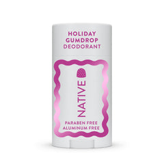 Native Holiday Edition deodorant bottle with gumdrop scent for festive freshness.