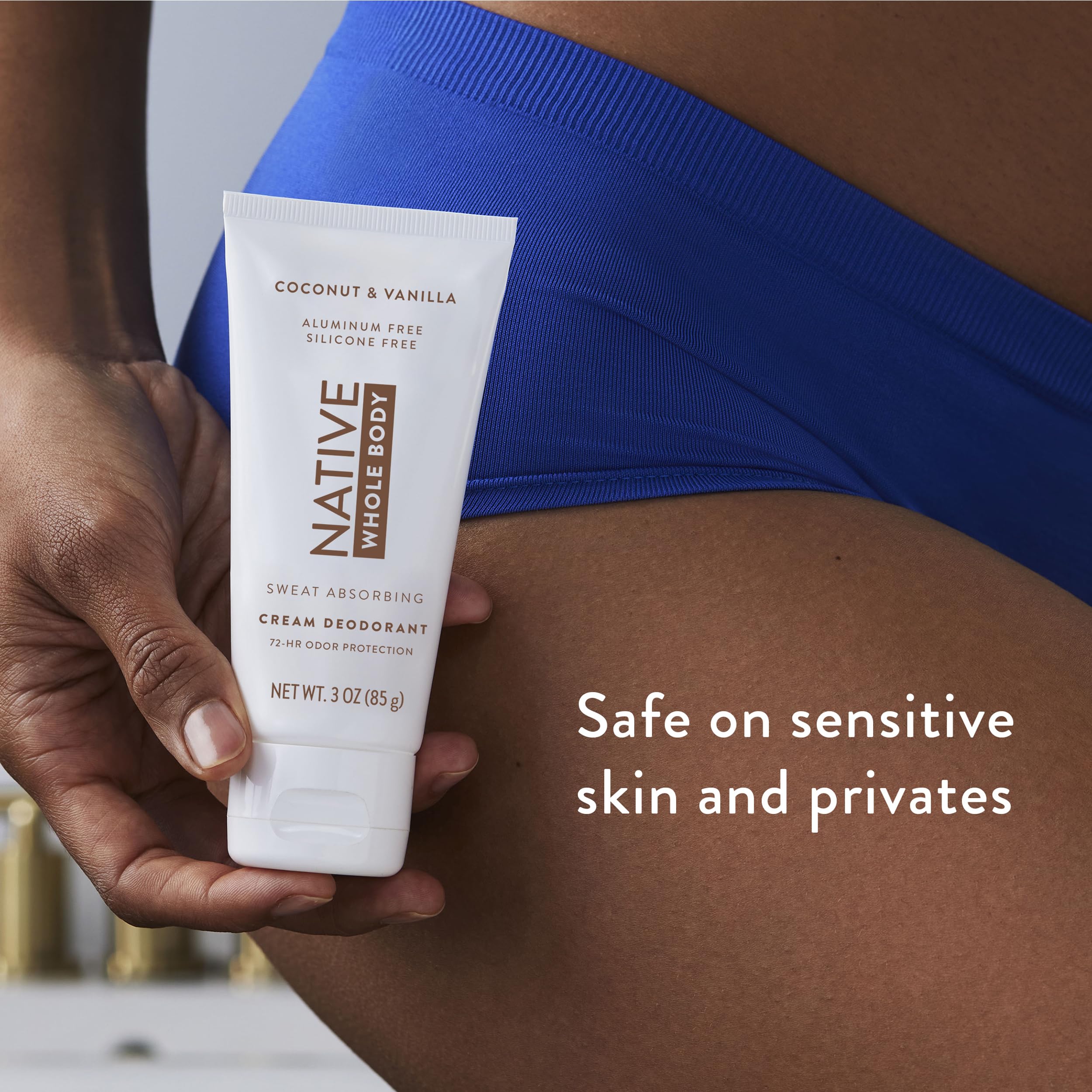 Native ingredients: coconut oil and shea butter nourish the skin.