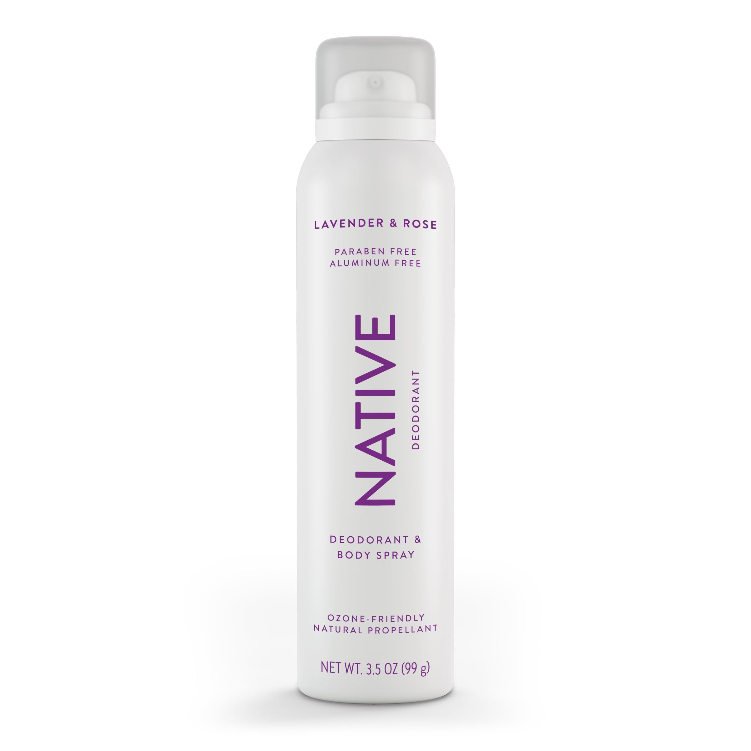 Native Lavender & Rose spray bottle offering all-day freshness across body areas.