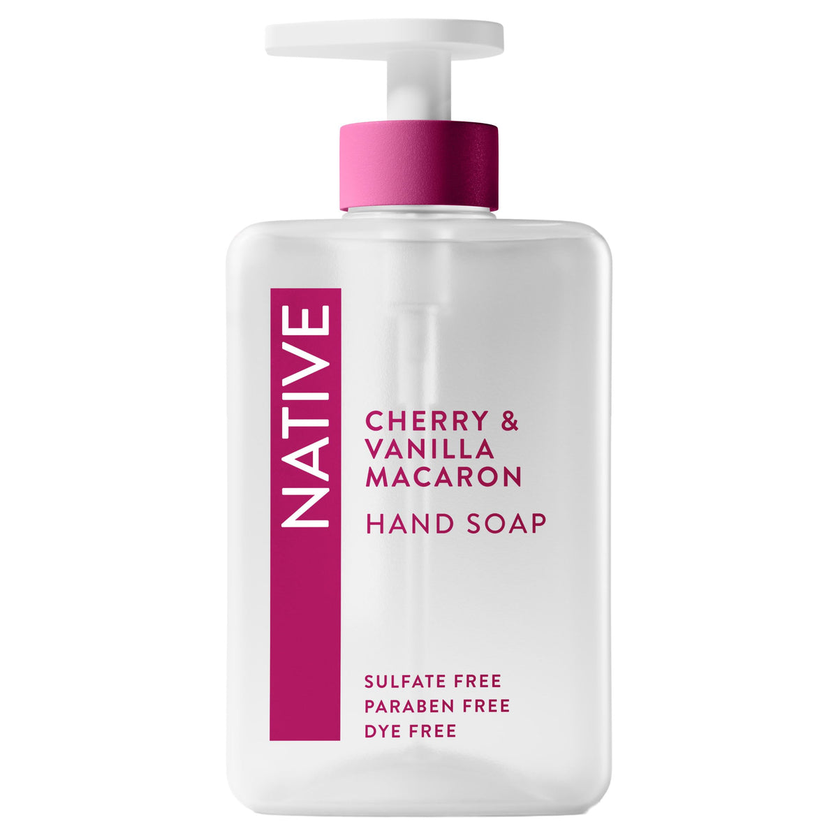Native Liquid Hand Soap Cherry Vanilla Macaron, pump bottle for gentle cleanse