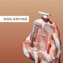 Close-up of Native's rich lather from the coconut-vanilla formula.