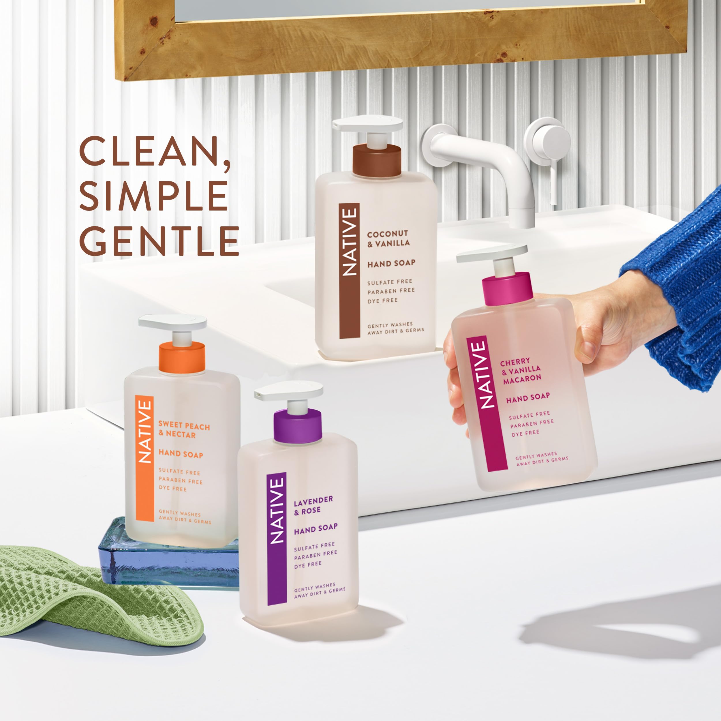Free from sulfates, parabens, dyes, and benzalkonium chloride.