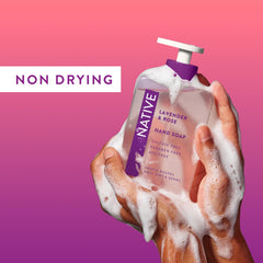 Native liquid hand soap ingredients panel showing 11 components for clean, simple cleansing.
