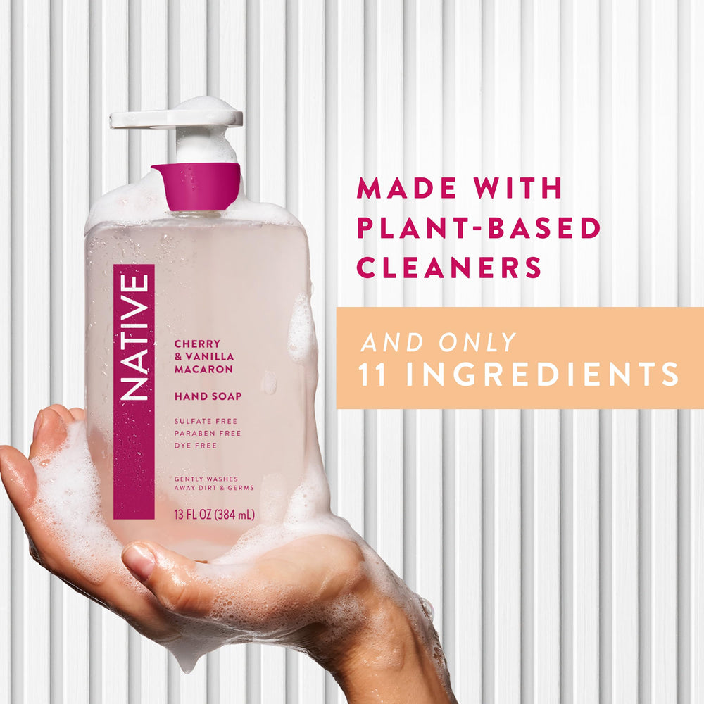 Pump-dispensing Native hand soap in action for quick cleansing