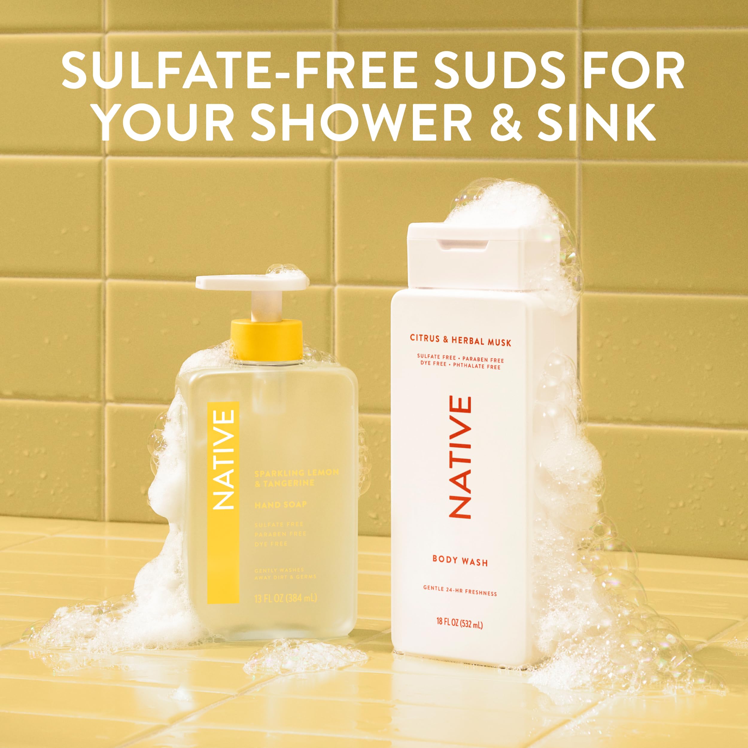 Native Liquid Hand Soap sulfates-free label signals simple formula