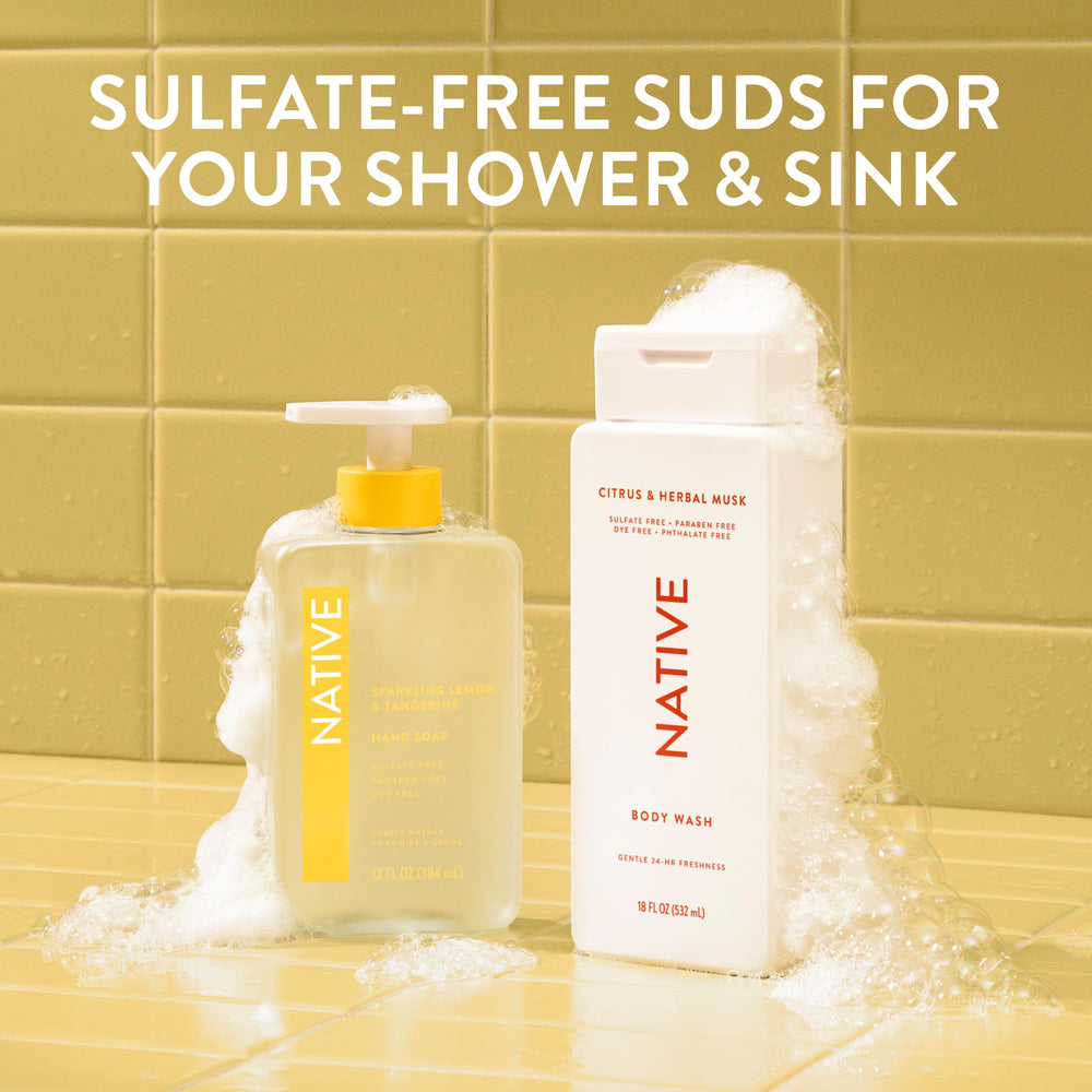Native Liquid Hand Soap sulfates-free label signals simple formula
