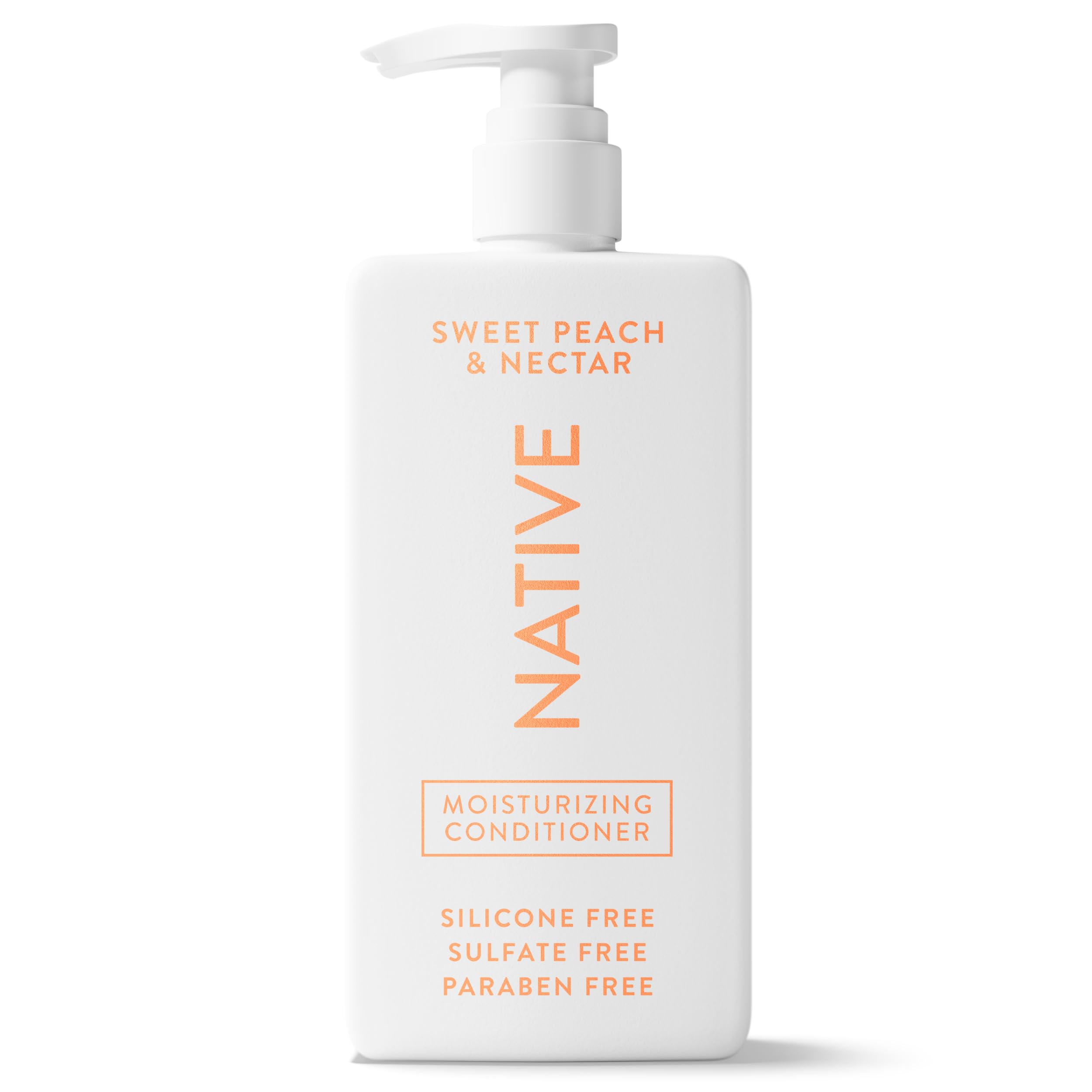 Native Moisturizing Conditioner Sweet Peach & Nectar bottle front shows hydration for shiny hair