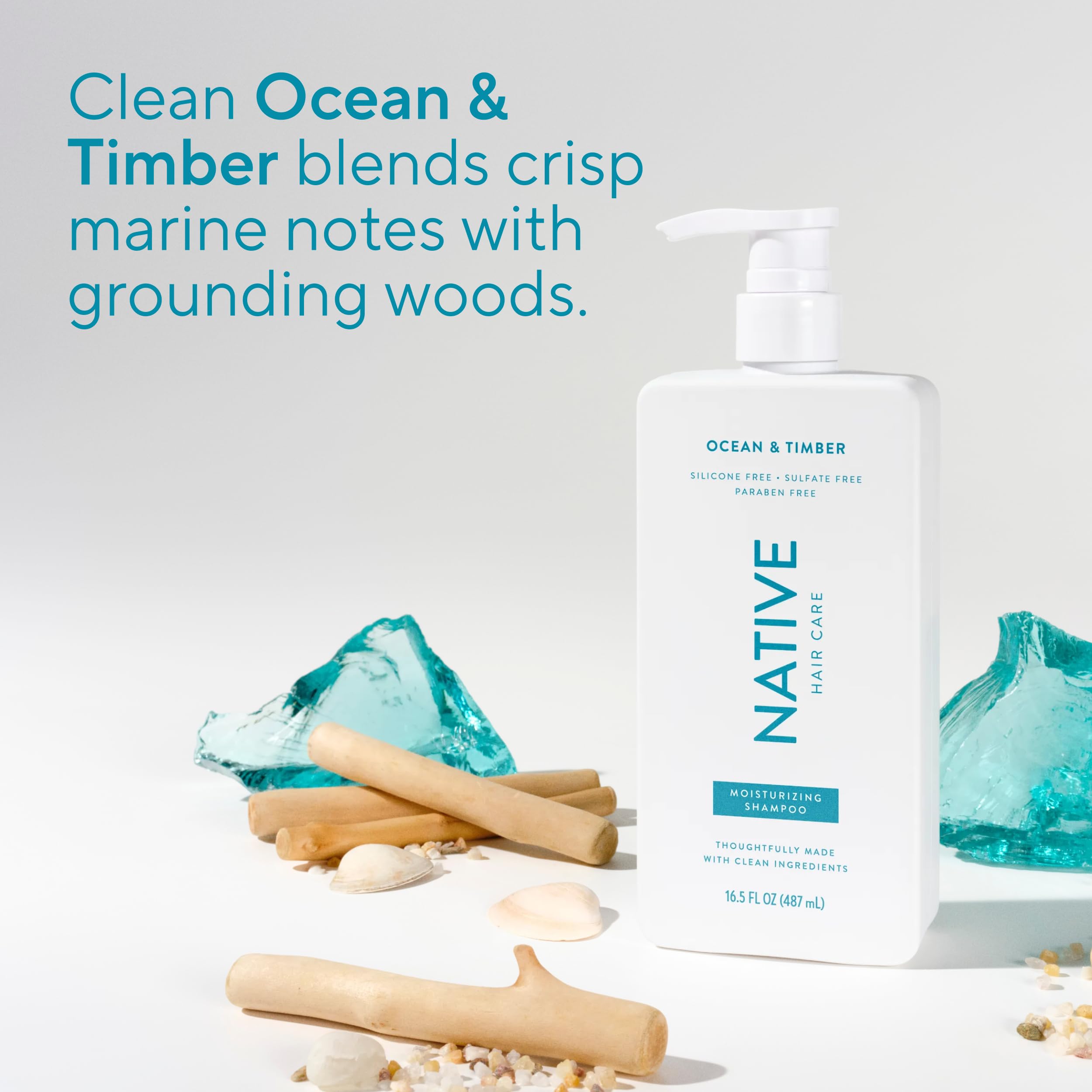 Native Ocean & Timber scent-visual representing ocean breeze and timber notes
