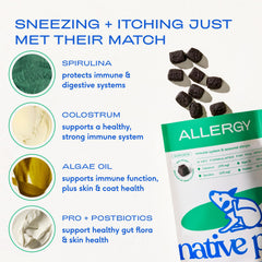 Native Pet air-dried formula visual showing preserved actives with minimal inactive ingredients.