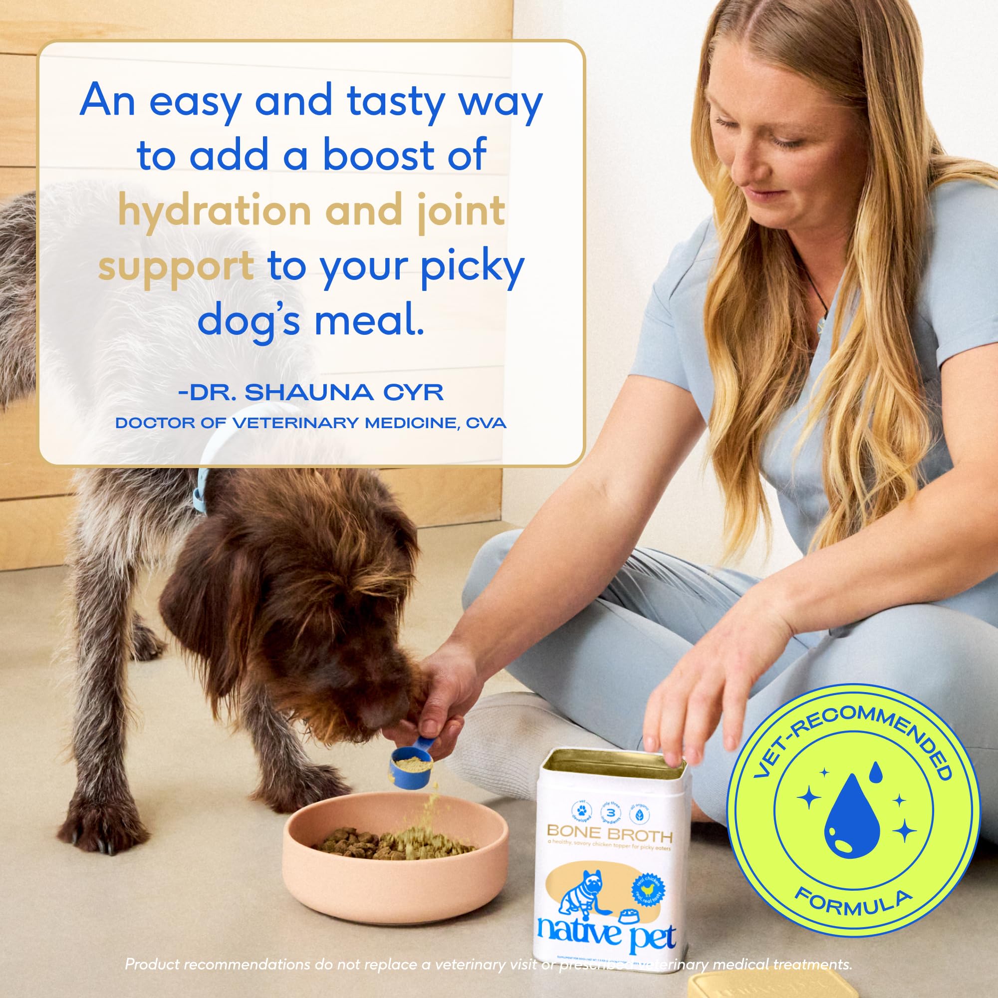 USA-made label on Native Pet bone broth powder bottle