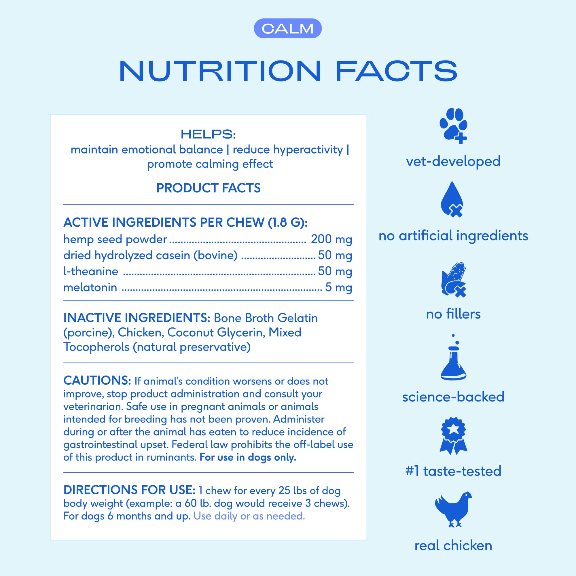 Native Pet Calming Chews hemp seed melatonin L-Theanine Casein blend